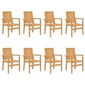 vidaXL Stapelbara trädgårdsstolar 8 st 56.5x57.5x91 cm massiv teak 3157903