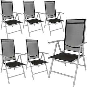 TecTake 6 Garden Chairs Aluminum Black/Silver