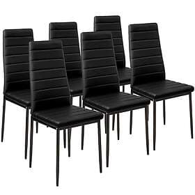 TecTake 6 Kitchen Chairs Faux Leather Black