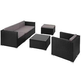 TecTake Loungeset Lignano med armchair svart
