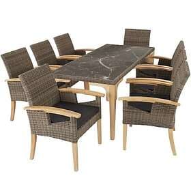 TecTake Rottingbord Foggia med 8 chairs Rosarno natur