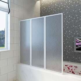 vidaXL Shower Wall Foldable White 3-panel 117x120cm 140784
