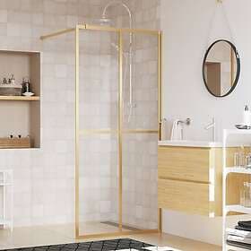 vidaXL Shower Wall Clear ESG Glass Gold 90x195cm 154945