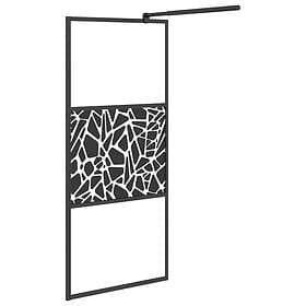 vidaXL Duschvägg 80x195cm ESG-glas med stendesign svart 151880