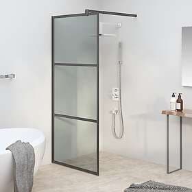 vidaXL Duschvägg 90x195cm halvfrostat ESG-glas svart 151890