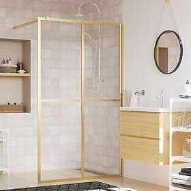 vidaXL Duschvägg med klart ESG-glas guld 140x195 cm 154951