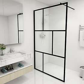 vidaXL Shower Wall Tempered Glass Black 115x195cm 149155