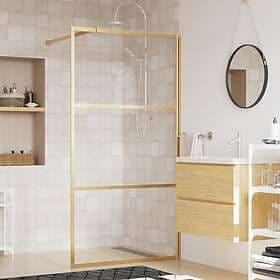 vidaXL Shower Wall Clear ESG Glass Gold 115x195cm 154941