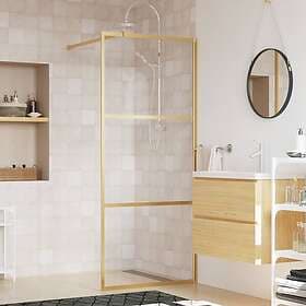 vidaXL Duschvägg med klart ESG-glas guld 90x195 cm 154937