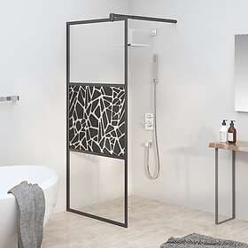 vidaXL Duschvägg 90x195cm ESG-glas med stendesign svart 151881