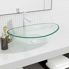 vidaXL Handfat härdat glas 54.5x35x15.5 cm transparent 345238