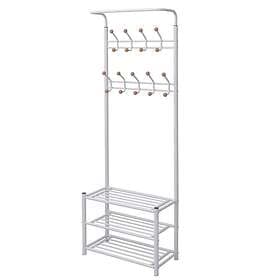 vidaXL Coat Rack with Shoe Shelf 68x32x182.5cm White