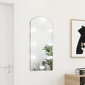 vidaXL Mirror med LED-lampor 90x45 cm glas valvformad (335864+326089) 3102978