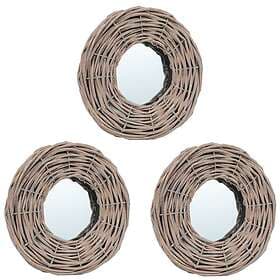 vidaXL Speglar 3 st 15 cm korgmaterial 287625