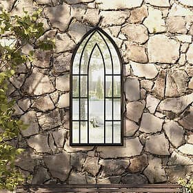 vidaXL Garden Mirror 100x45cm Iron Black for Outdoor Use 318354