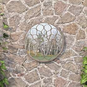 vidaXL Garden Mirror sand-colored 60x3cm round iron for outdoor use 318367
