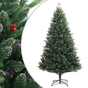 vidaXL Artificial Tree with Red Berries Hinged 180cm
