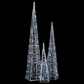 vidaXL LED Light Cones Set Acrylic Cold White 60/90/120 cm