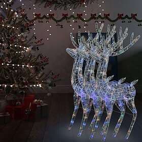 vidaXL 3154364 Reindeer 3 pcs Acrylic 250 LED 180 cm Multicoloured