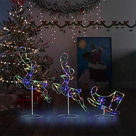 vidaXL Flying Christmas Reindeer and Sleigh Acrylic 260x21x87 cm Colorful 328512