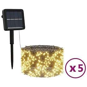 vidaXL Soldriven ljusslinga 5 st 5x200 lysdioder varmvit inne/ute 328951