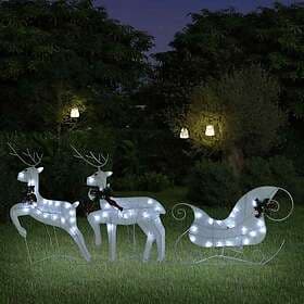 vidaXL 342682 Reindeer and Sleigh Christmas Decoration 60 LED Outdoor