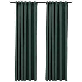 vidaXL Blackout Curtains with Hooks Linen Look 2-pack Green 140x225cm