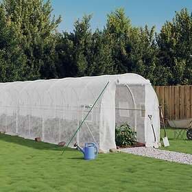 vidaXL Växthus med stålram vit 28 m² 14x2x2 m 3188033