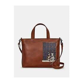 Yoshi Midnight Cats Brown Leather Grab Bag