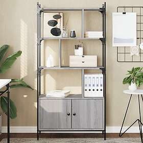 vidaXL Bokhylla Bookcase with doors grey sonoma 76.5x30x154.5 cm engineered wood