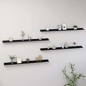 vidaXL Wall Shelves 4 pcs Black 115x9x3 cm 326671