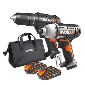 Worx WX902 18V Impact Hammer Drill Cordless Twin Pack with 2 Batteries and Charg