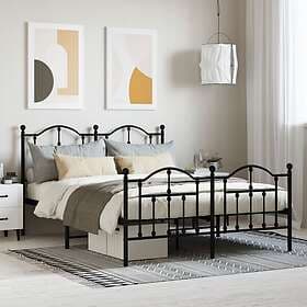 vidaXL Bed Frame med huvudgavel och fotgavel svart metall 150x200 cm 353459