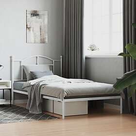 vidaXL Bed Frame med huvudgavel metall vit 107x203 cm 353484