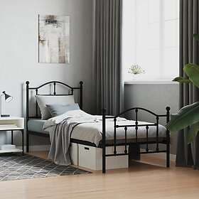 vidaXL Bed Frame med huvudgavel och fotgavel svart metall 90x200 cm 353450