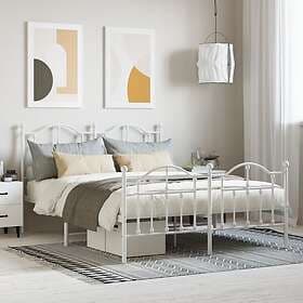 vidaXL Bed Frame med huvudgavel och fotgavel vit metall 140x200 cm 353507