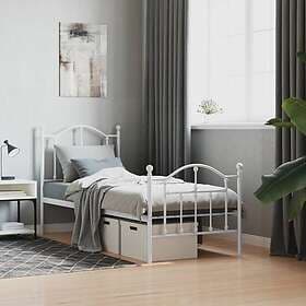 vidaXL Bed Frame med huvudgavel och fotgavel vit metall 75x190 cm 353496
