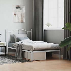 vidaXL Bed Frame med huvudgavel metall vit 100x190 cm 353482