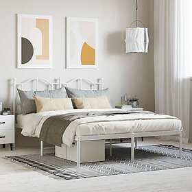 vidaXL Bed Frame med huvudgavel metall vit 135x190 cm 353487