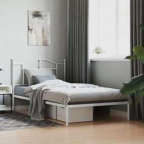 vidaXL Bed Frame med huvudgavel metall vit 100x200 cm 353483