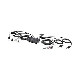 Compact StarTech.com 2-Port Dual-Monitor DisplayPort Cable KVM Switch, 4K 60Hz,