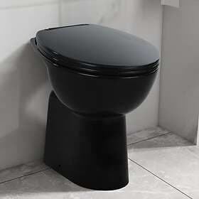 vidaXL High Toilet 7 cm Rimless Soft Close Ceramic Black 145780