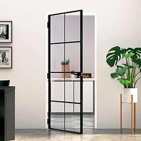 vidaXL Internal Door 83x201.5 cm tempered glass and aluminum slim