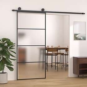 vidaXL Sliding Door frostat ESG-glass och aluminium 90x205 cm svart 151659