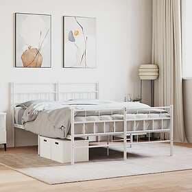 vidaXL Bed Frame med huvudgavel och fotgavel vit metall 150x200 cm 355728