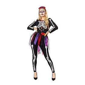 Amscan – Vuxna Day of the Dead Skeleton damer halloween maskeraddräkt storlek: 8