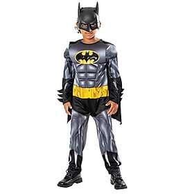 Rubies Batman Metallic Core Deluxe kostym för barn Jumpsuit tryckt med muskulös 