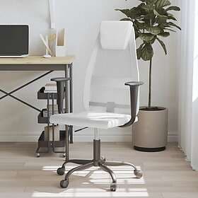 vidaXL Office Chair vit nättyg och konstläder 353025