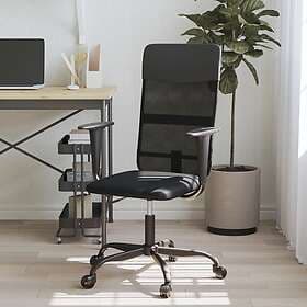 vidaXL Office Chair svart nättyg och konstläder 353013