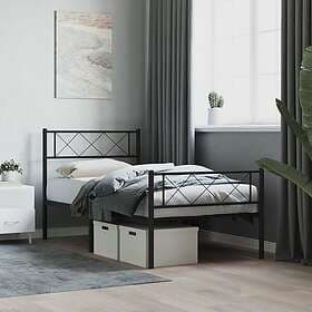 vidaXL Bed Frame med huvudgavel och fotgavel svart metall 90x190 cm 372287